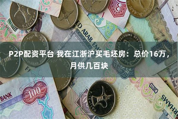 P2P配资平台 我在江浙沪买毛坯房：总价16万，月供几百块