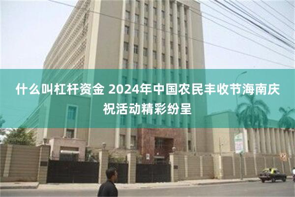 什么叫杠杆资金 2024年中国农民丰收节海南庆祝活动精彩纷呈