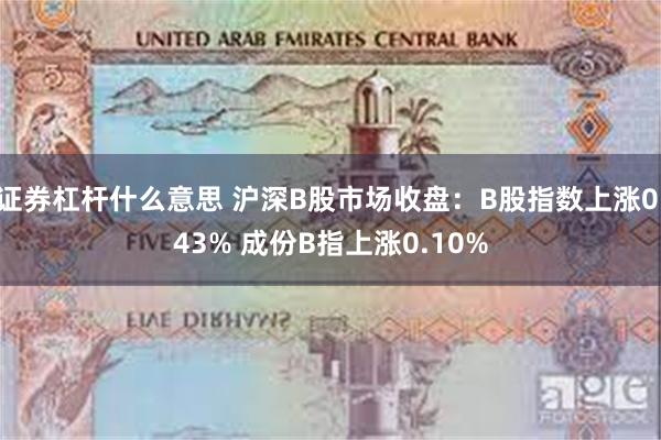 证券杠杆什么意思 沪深B股市场收盘：B股指数上涨0.43% 成份B指上涨0.10%